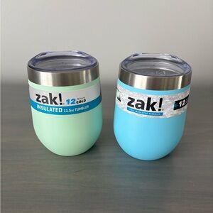 Zak! Insulated Tumblers Stainless Steel 11.5 oz Set Of 2 Blue And Green NEW